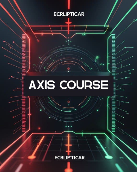 Cover of 'Axis Course' by Ecrupticar with futuristic design elements.