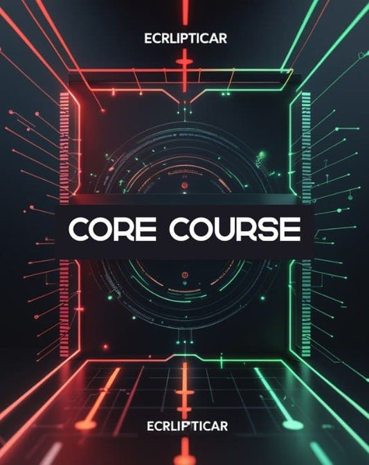 Cover of 'Core Course' with futuristic design and glowing lines on a dark background