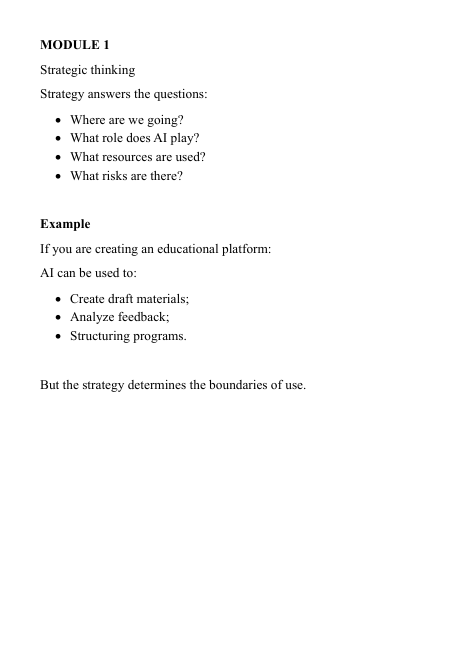 Preview of PDF AI course 'Core Course' content topics on a white background