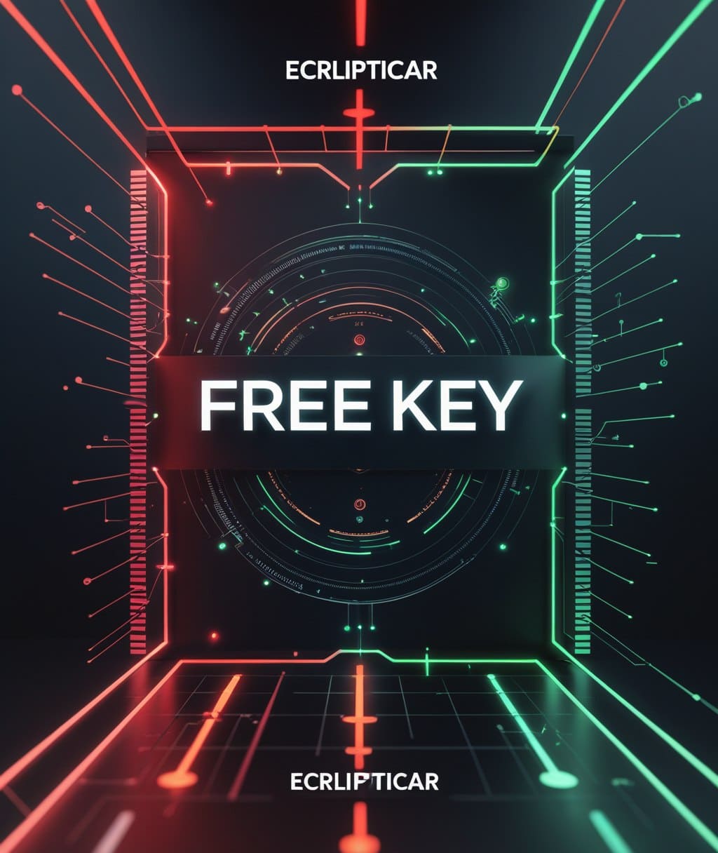 Digital interface design with 'FREE KEY' text and 'Eclipticcar' branding.