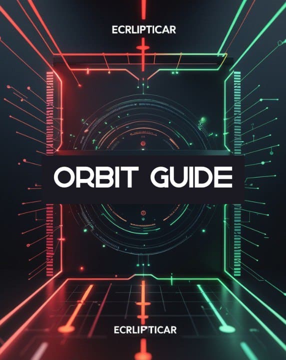 Cover of 'Orbit Guide' with futuristic design and 'Ecrlipticar' branding.