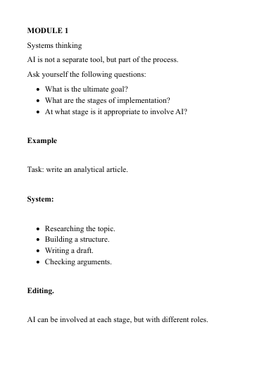 Preview of PDF AI course 'Orbit Guide' content topics on a white background