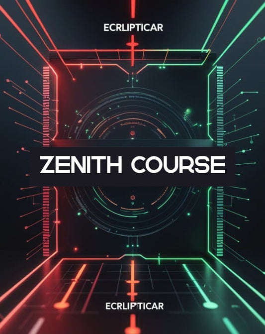 Cover of 'Zenith Course' with futuristic design and text on a dark background